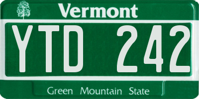 VT license plate YTD242