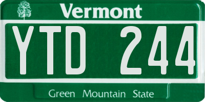 VT license plate YTD244
