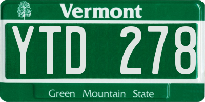 VT license plate YTD278