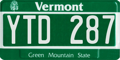 VT license plate YTD287