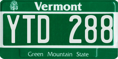 VT license plate YTD288