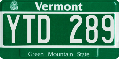VT license plate YTD289