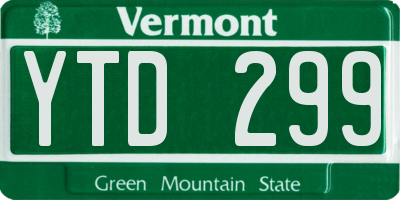VT license plate YTD299