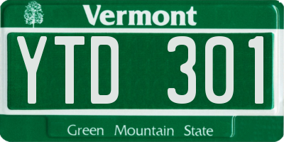 VT license plate YTD301