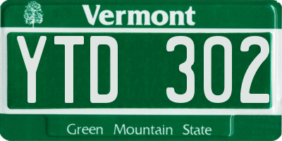 VT license plate YTD302