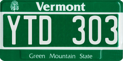 VT license plate YTD303