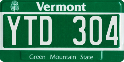 VT license plate YTD304
