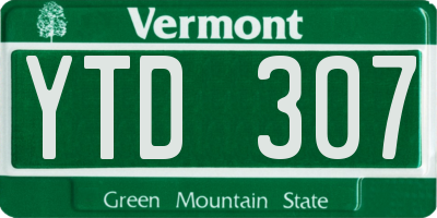 VT license plate YTD307
