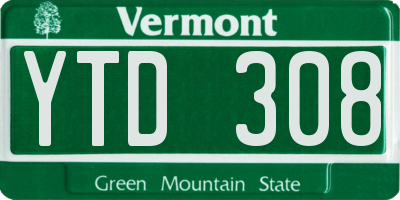 VT license plate YTD308