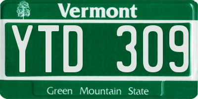 VT license plate YTD309