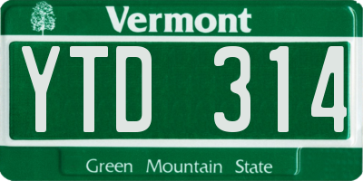 VT license plate YTD314