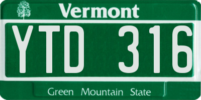 VT license plate YTD316