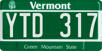 VT license plate YTD317