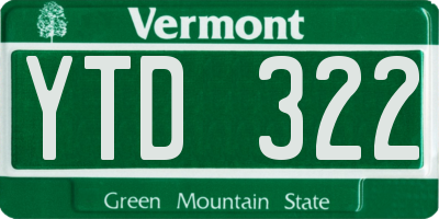 VT license plate YTD322