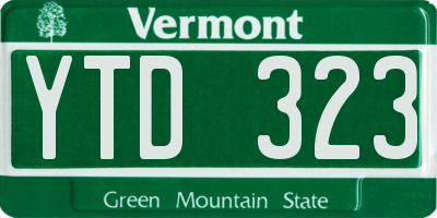 VT license plate YTD323