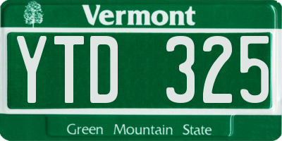 VT license plate YTD325