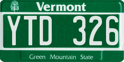 VT license plate YTD326
