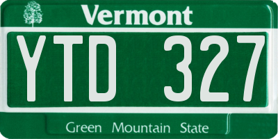 VT license plate YTD327