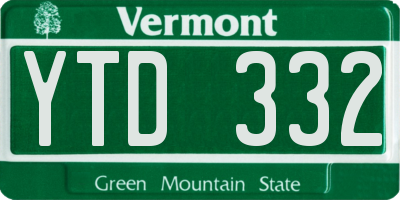 VT license plate YTD332