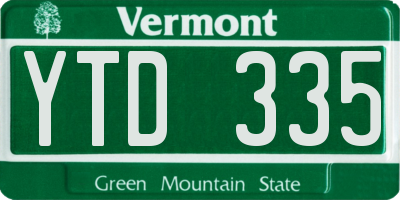 VT license plate YTD335