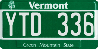 VT license plate YTD336
