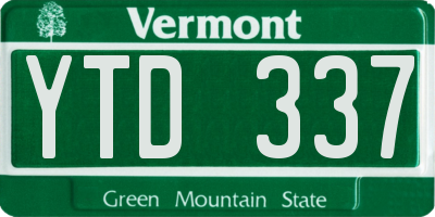 VT license plate YTD337