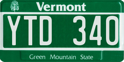 VT license plate YTD340