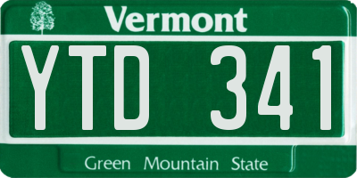 VT license plate YTD341