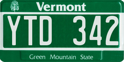 VT license plate YTD342