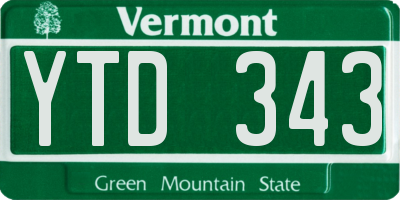 VT license plate YTD343
