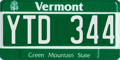 VT license plate YTD344
