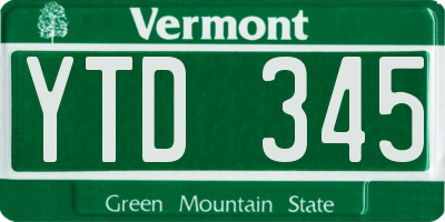 VT license plate YTD345