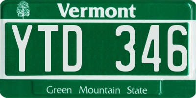 VT license plate YTD346