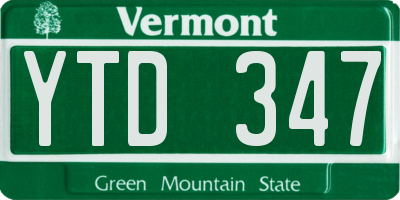 VT license plate YTD347