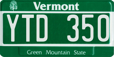 VT license plate YTD350