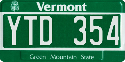 VT license plate YTD354
