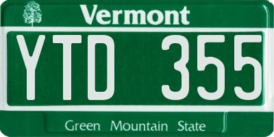 VT license plate YTD355