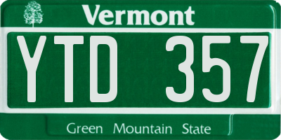 VT license plate YTD357