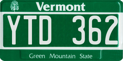 VT license plate YTD362