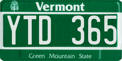 VT license plate YTD365
