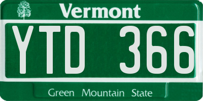 VT license plate YTD366