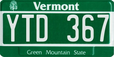 VT license plate YTD367