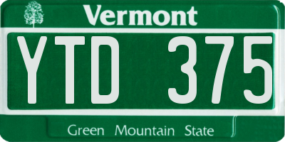 VT license plate YTD375