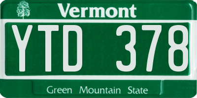 VT license plate YTD378