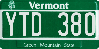 VT license plate YTD380