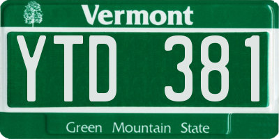 VT license plate YTD381