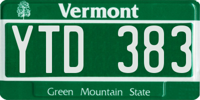 VT license plate YTD383