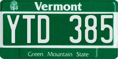 VT license plate YTD385