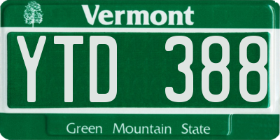 VT license plate YTD388