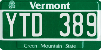 VT license plate YTD389